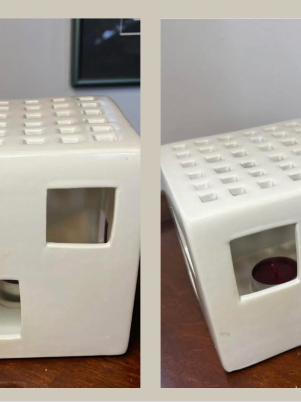 White Ceramic Cube Tea Light Holder